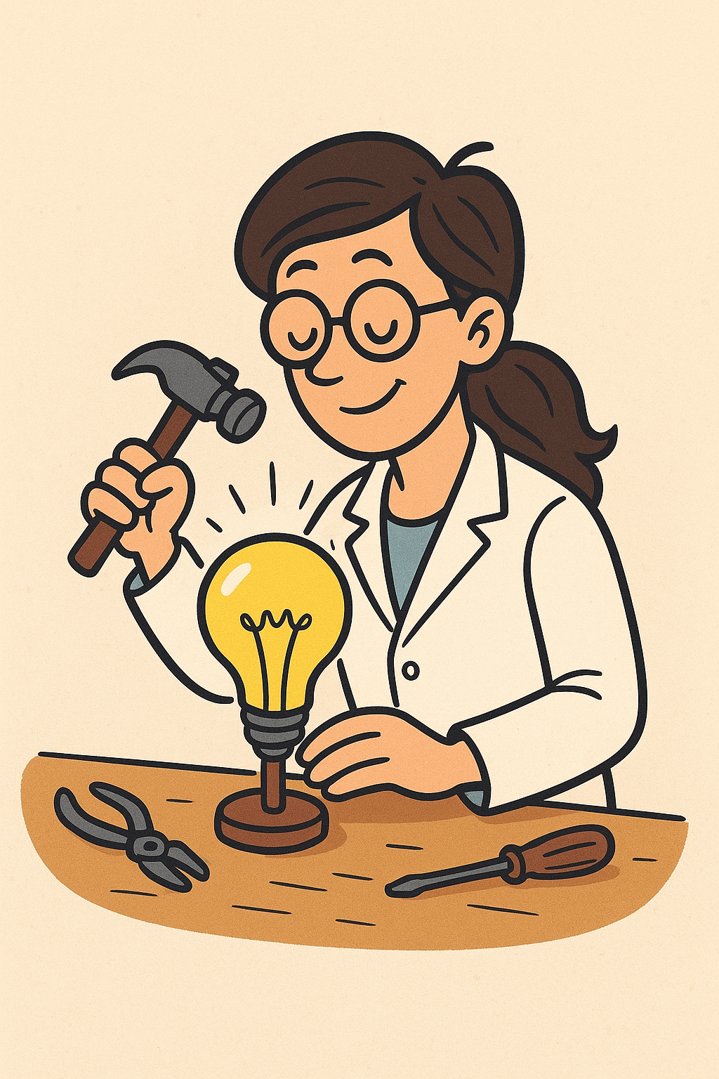Scientist handcrafting an idea